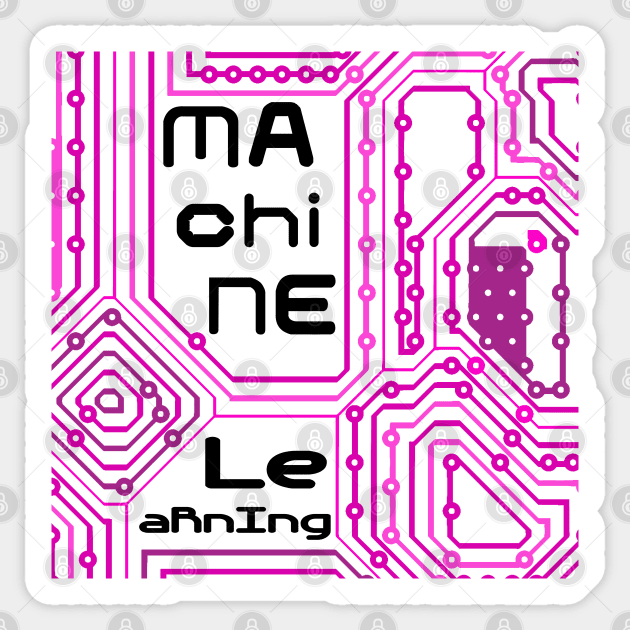 Machine Learning Computer Micro Chip Black Pink Sticker by aRtVerse